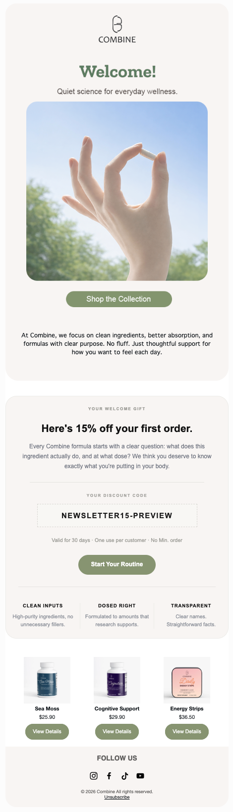 Welcome gift email full design